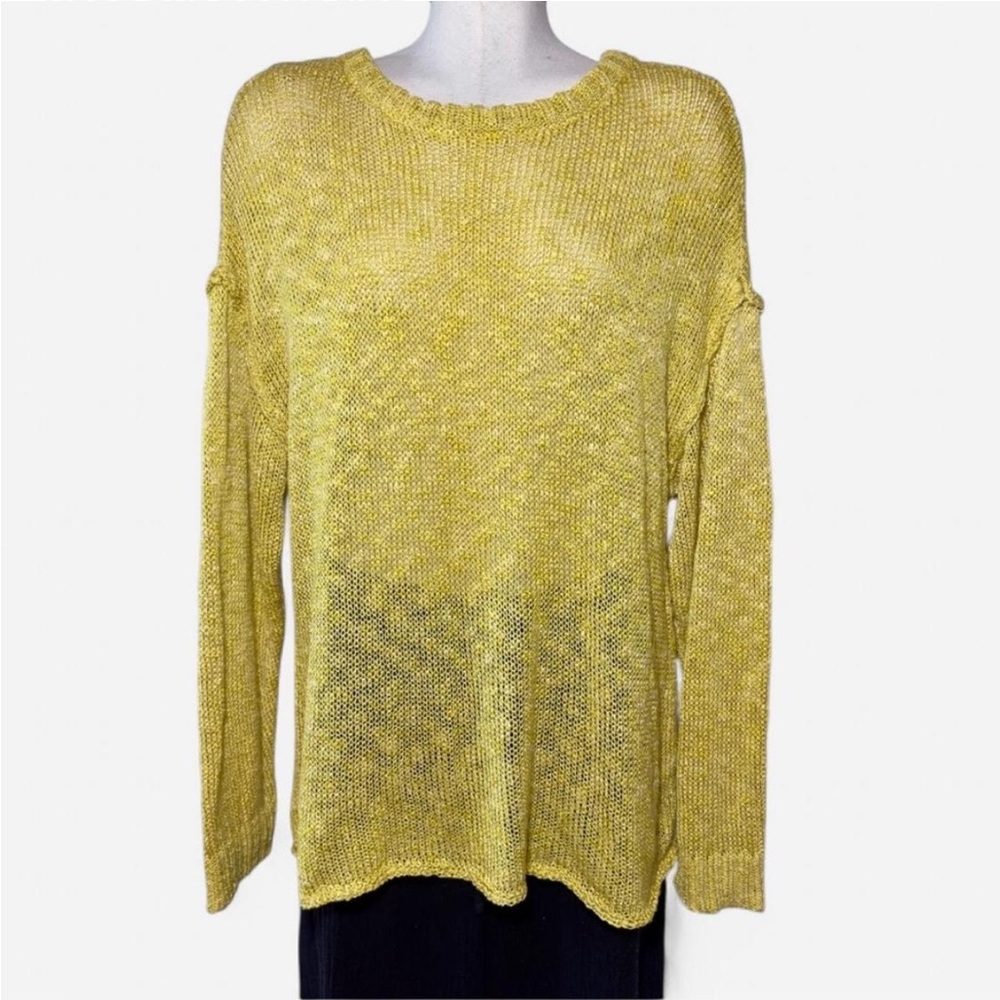 Kori American Mustard Yellow Open Knit Sweater Size L